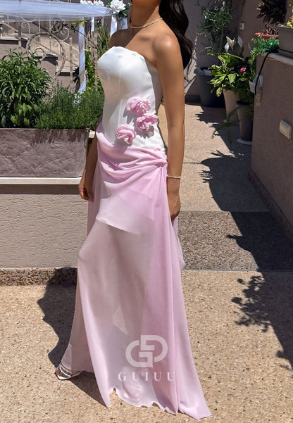 Blushing Pink Sleeveless Strapless A-Line Prom Dress
