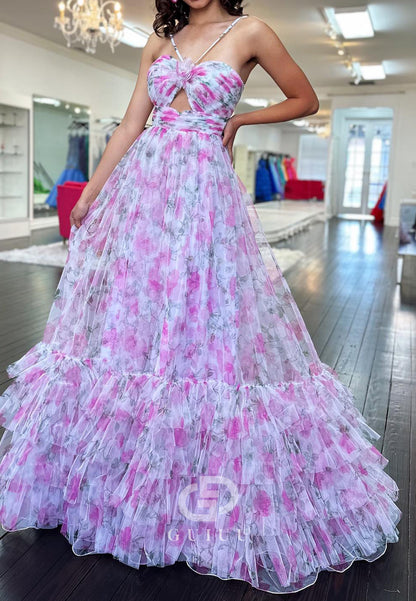 Charming A-Line Spaghetti Straps Sweetheart Chiffon Prom Dress