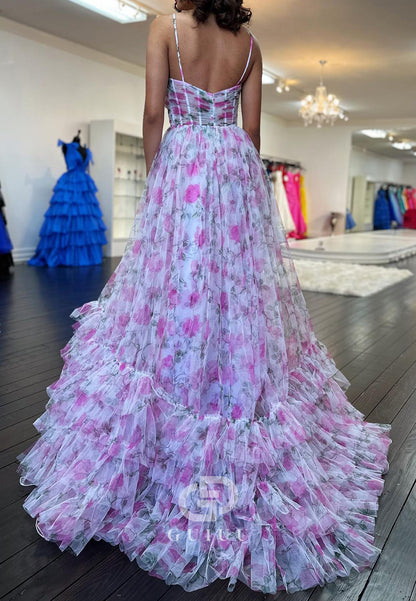 Charming A-Line Spaghetti Straps Sweetheart Chiffon Prom Dress