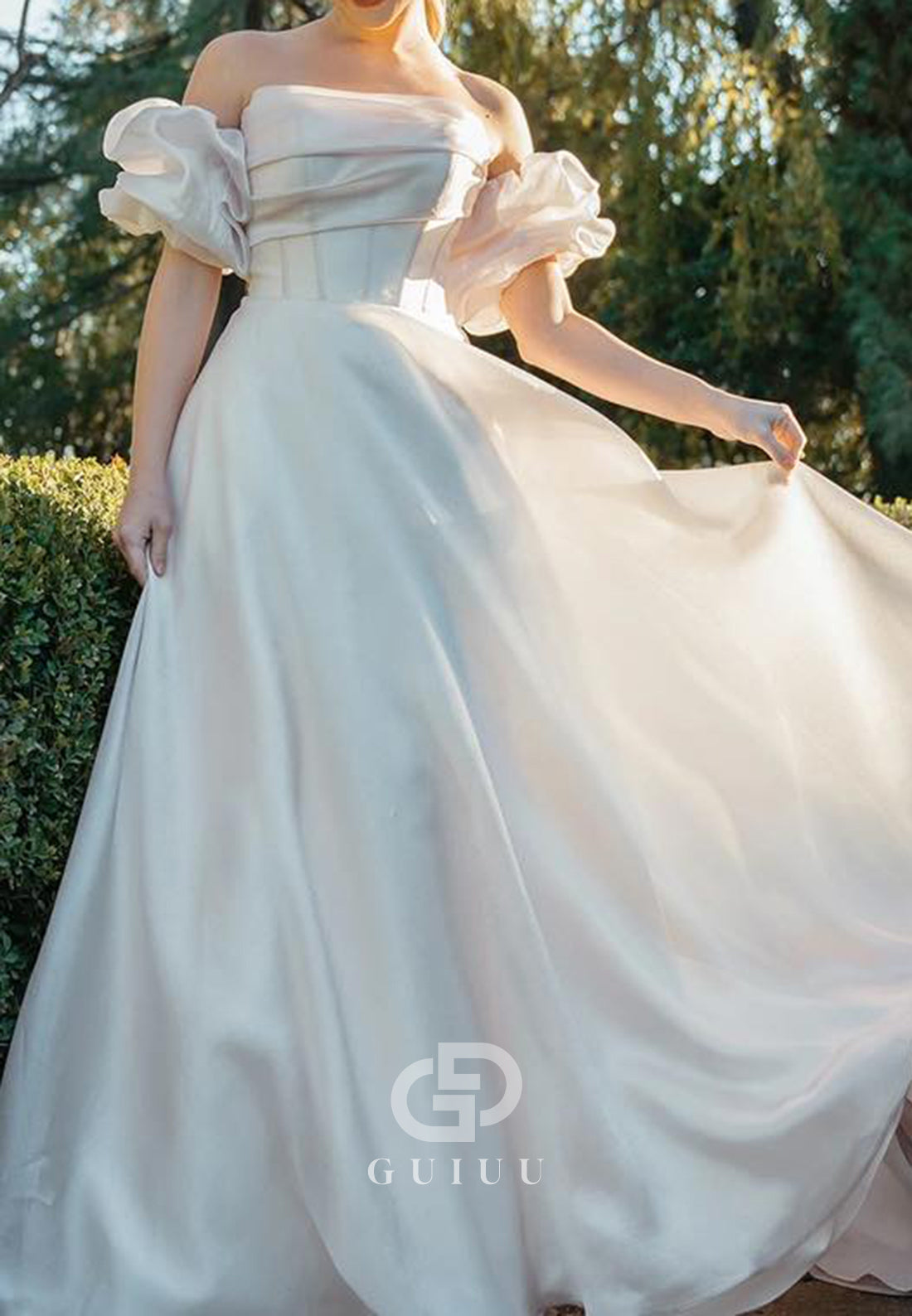 A-Line Sleeveless Strapless Empire-Waist Wedding Dress