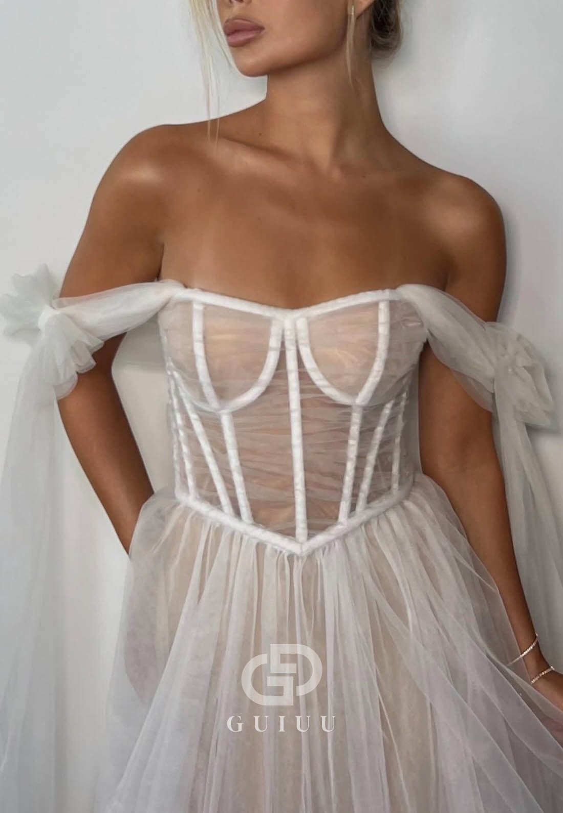 Spaghetti Straps Sweetheart Empire-Waist Wedding Dress