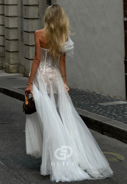 Charming A-Line Sleeveless Strapless Corset Homecoming Dress