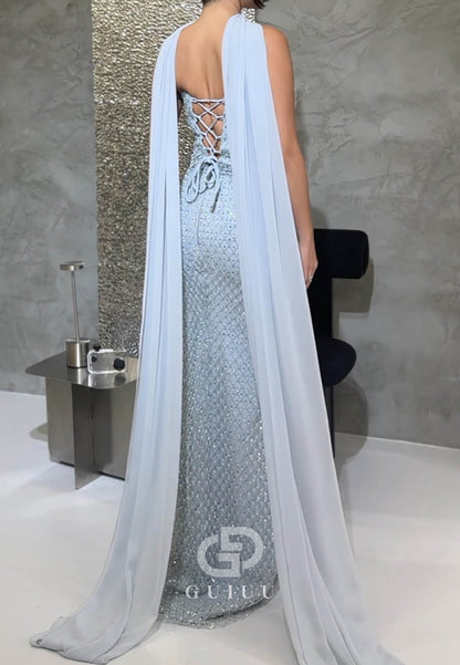 Mist Sleeveless Strapless Sequins Sheath Prom Dress