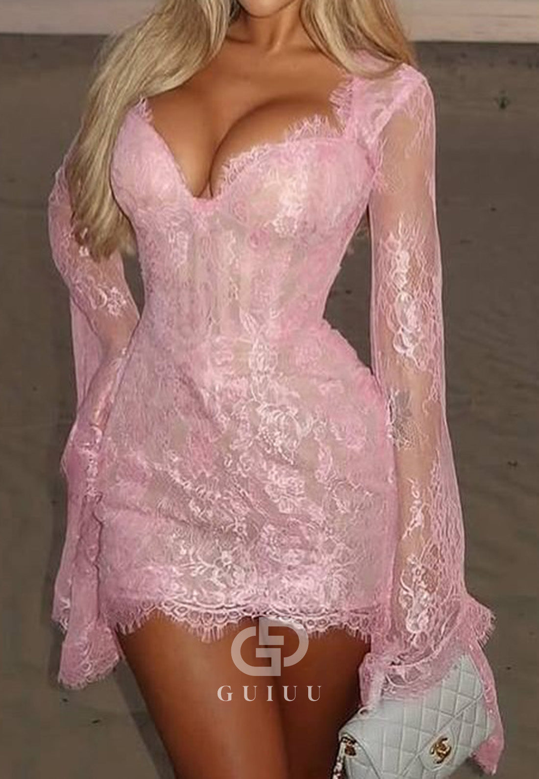 Charming Long Sleeves Sweetheart Corset Short Wedding Dress