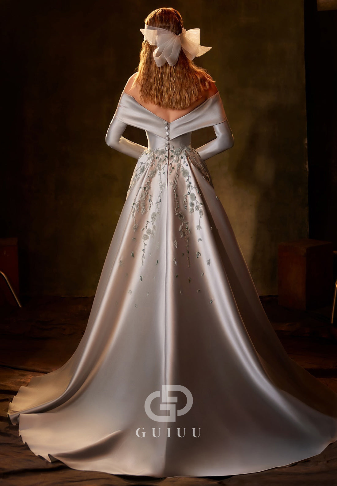 Dusty Lavender Off-Shoulder Long Sleeves Corset Evening Dress