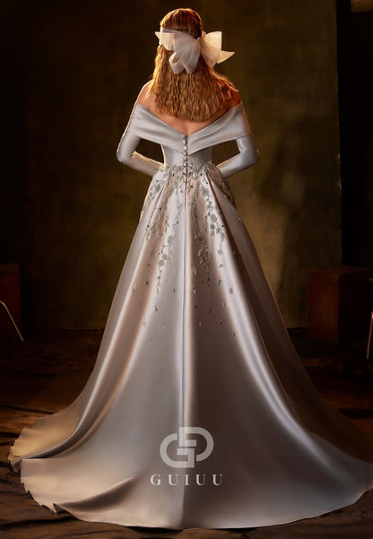 Dusty Lavender Off-Shoulder Long Sleeves Corset Evening Dress