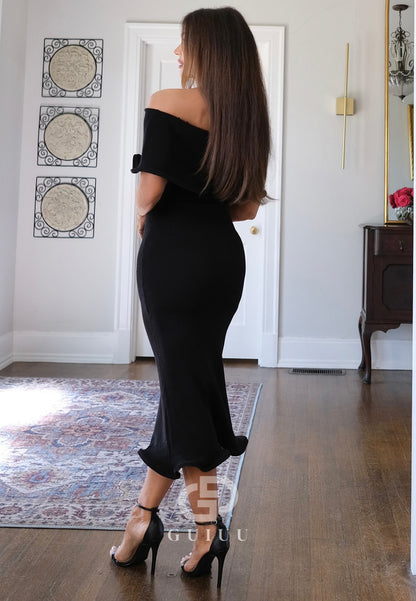 Black Off-Shoulder Corset Mermaid Evening Dress