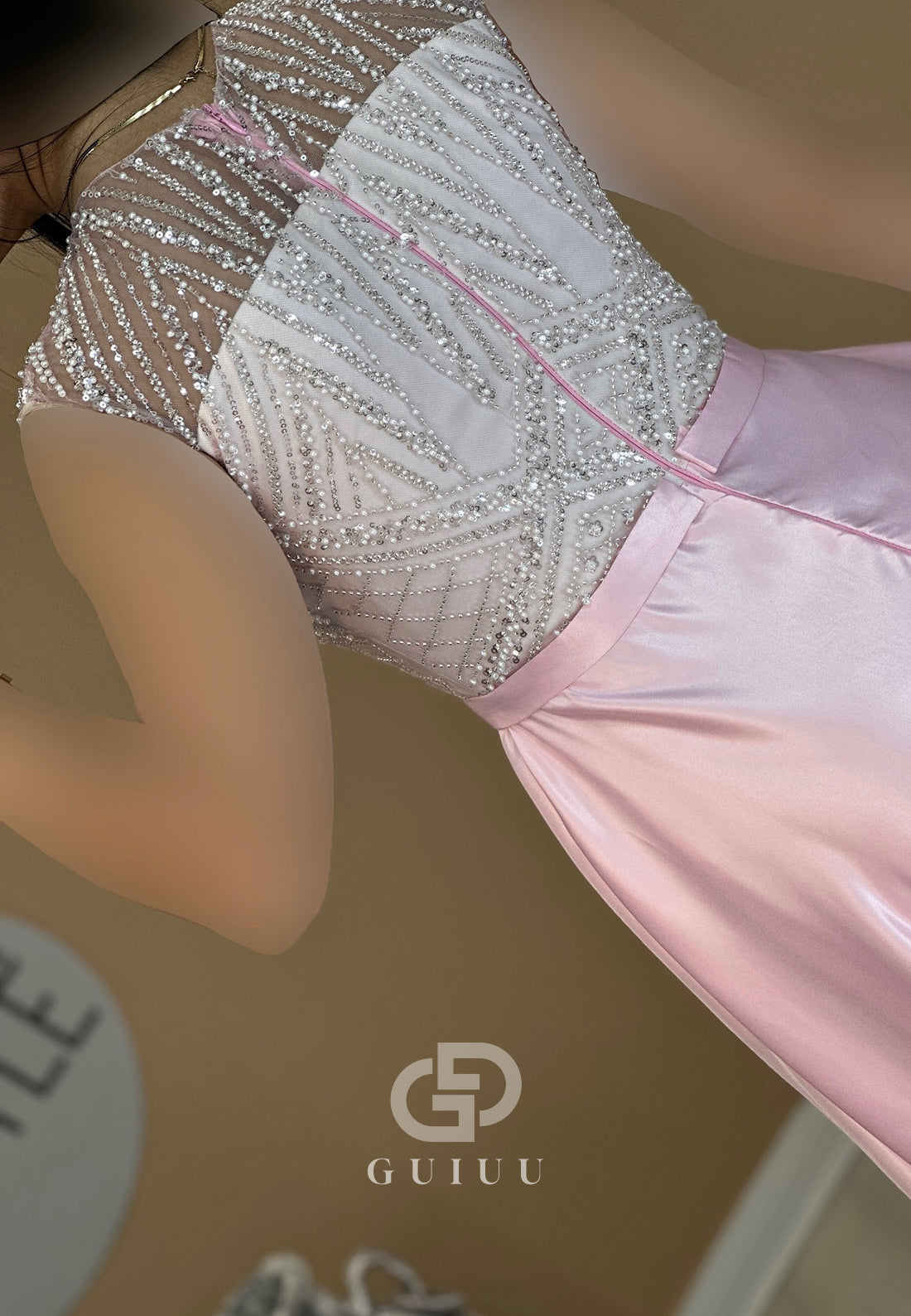 Sleeveless Scoop Empire-Waist Sequins Evening Dress