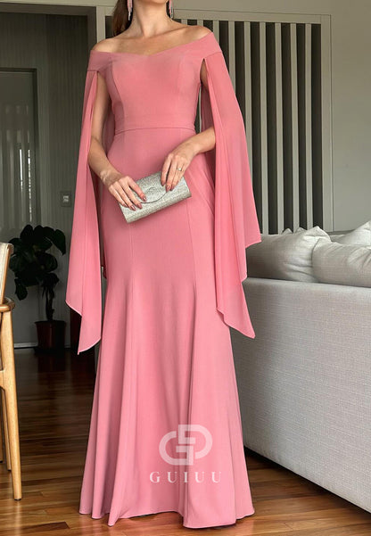 Elegant Off-Shoulder Cap Sleeves Mermaid Mother of the Bride Dress