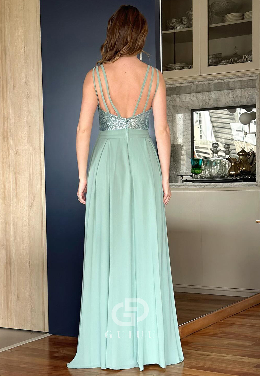 A-Line Spagheeti Straps Sweetheart Empire-Waist Mother of the Bride Dress