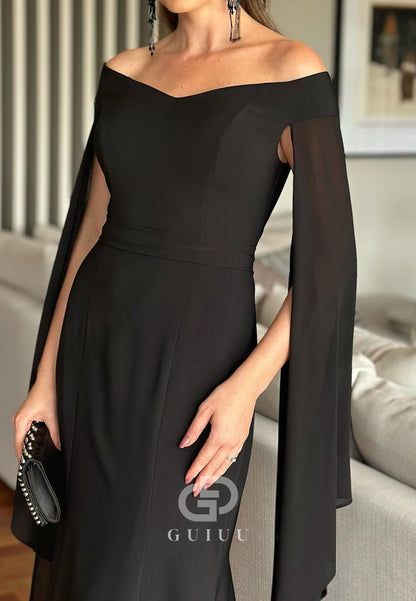 Elegant Off-Shoulder Cap Sleeves Mermaid Mother of the Bride Dress
