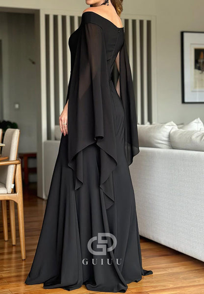 Elegant Off-Shoulder Cap Sleeves Mermaid Mother of the Bride Dress