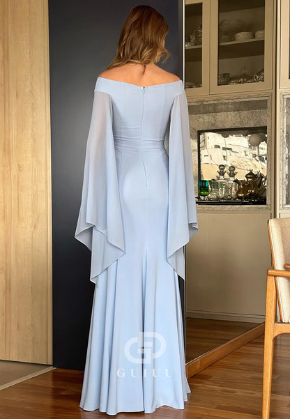 Elegant Off-Shoulder Cap Sleeves Mermaid Mother of the Bride Dress