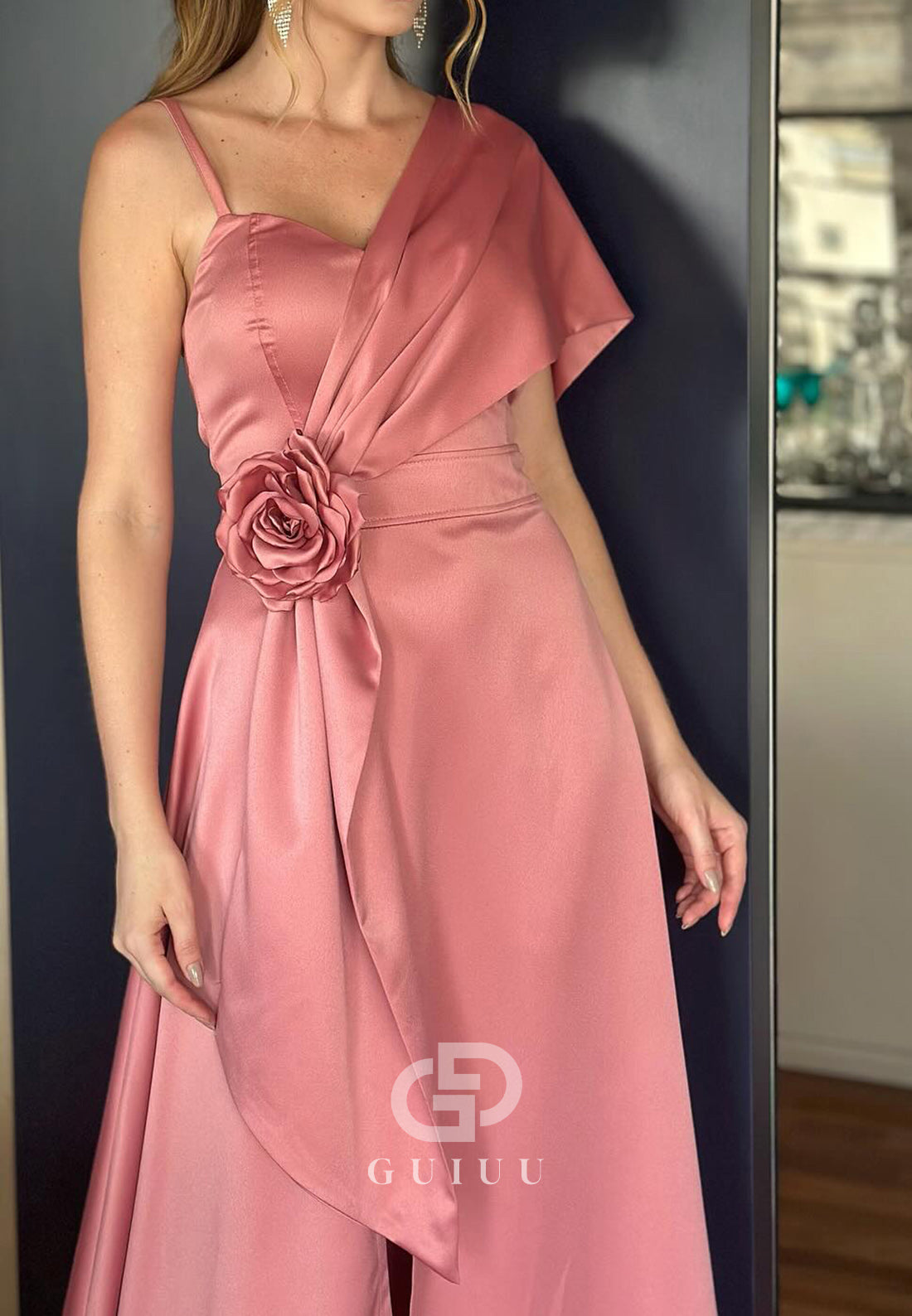 A-Line Sweetheart Ruched Slit Mother of the Bride Dress