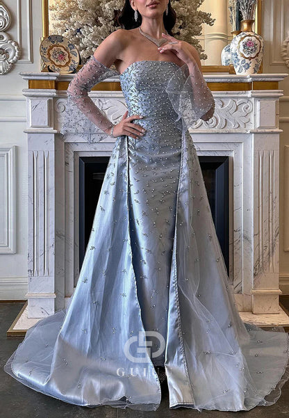 Elegant Long Sleeves Off-Shoulder Sequins Corset Evening Dress