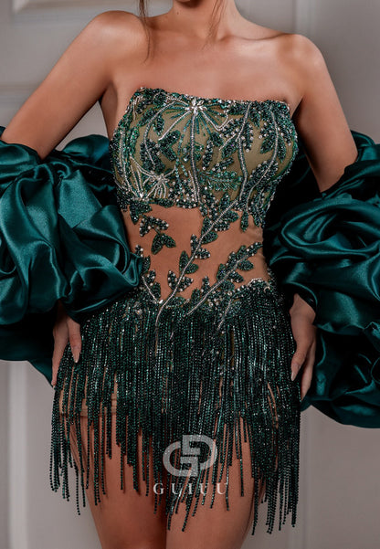 A-Line Strapless Sleeeveless Corset Tulle Homecoming  Dress