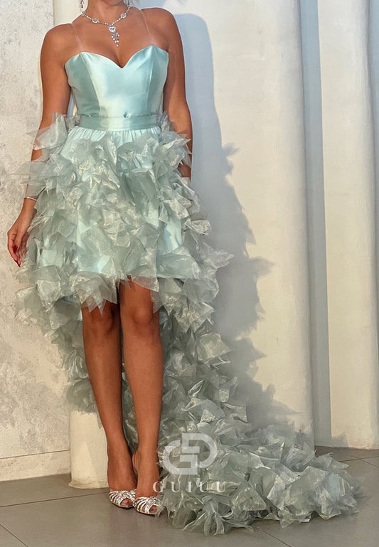 Charming A-Line Strapless Sleeveless Ruffles Homecoming Dress