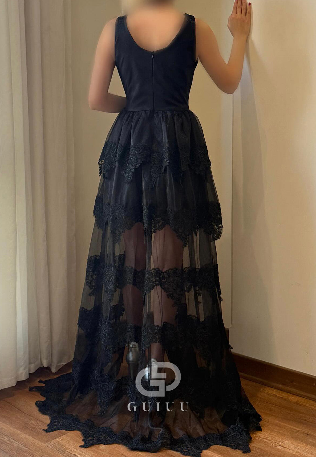 Simple Spaghetti Straps V-Neck Ruffles A-Line Prom Dress