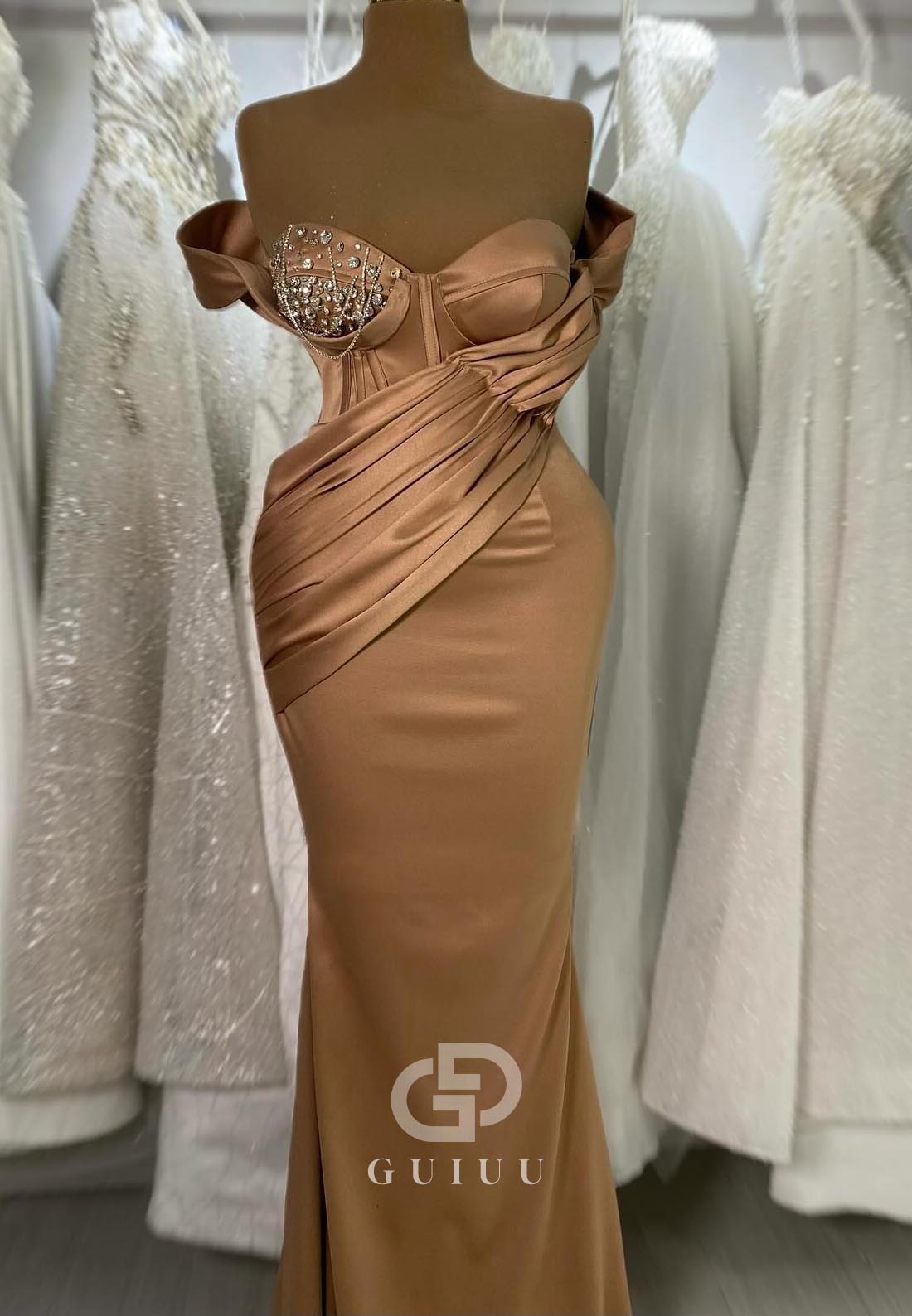 Sheath Sleeveless Beaded Ruched Evening Dress