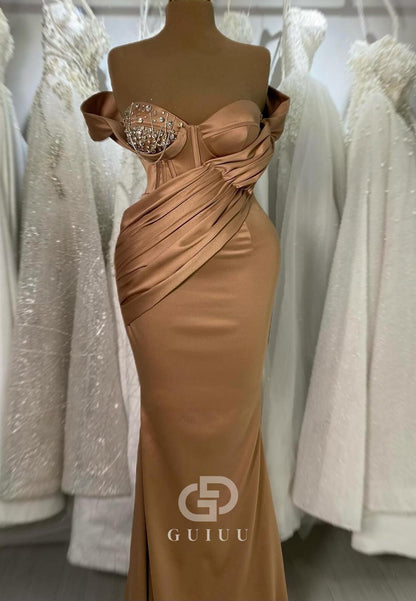 Sheath Sleeveless Beaded Ruched Evening Dress