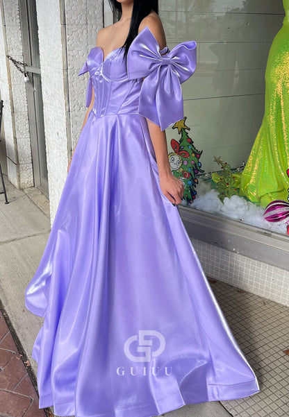 Lilac Sleeveless Strapless Empire-Waist Prom Dress