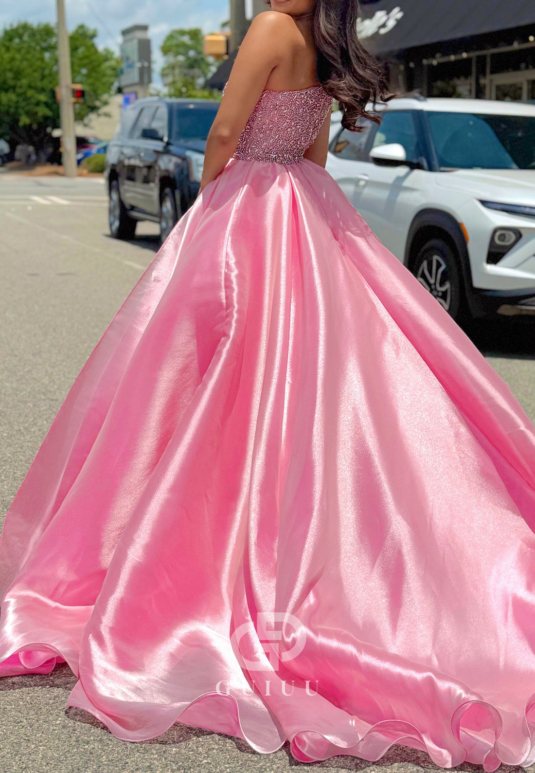 Blushing Pink One Shoulder Sequins A-Line Prom Dress