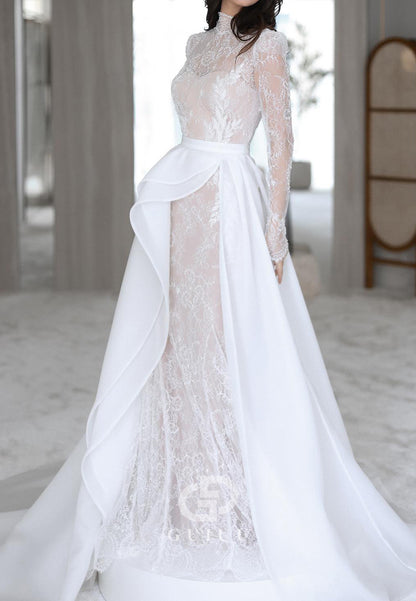 Gorgeous Long Sleeves High Neck A-Line Lace Wedding Dress