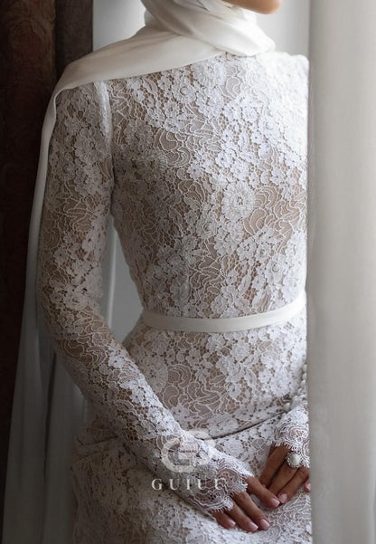 Charming A-Line High Neck Lace Appliques A-Line Wedding Dress