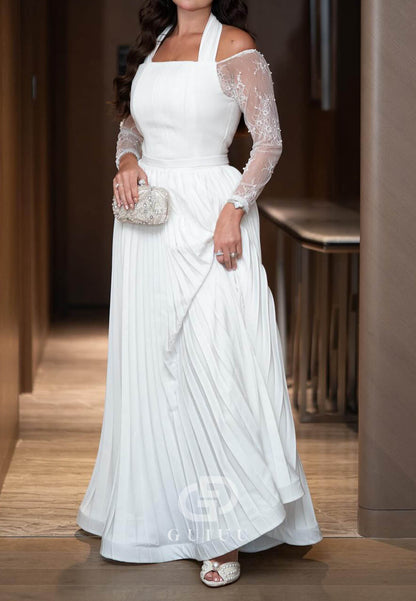 Simple Long Sleeves Square A-Line Empire-Waist Wedding Dress