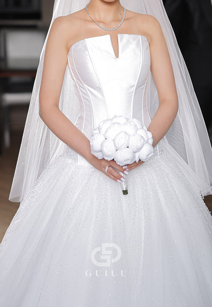 Charming A-Line Sleeveless Strapless Mermaid Wedding Dress