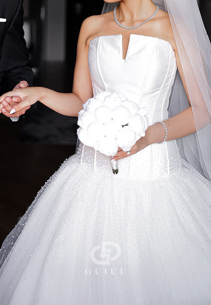 Charming A-Line Sleeveless Strapless Mermaid Wedding Dress