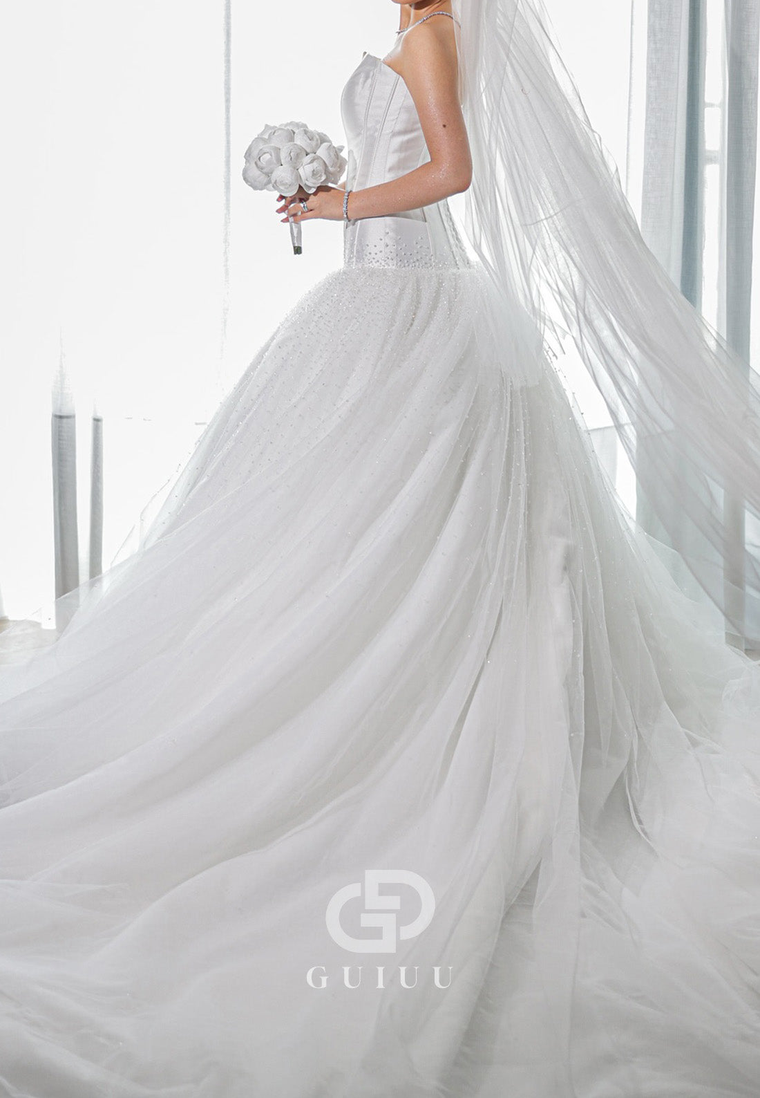 Charming A-Line Sleeveless Strapless Mermaid Wedding Dress