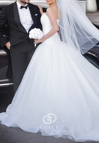 Charming A-Line Sleeveless Strapless Mermaid Wedding Dress