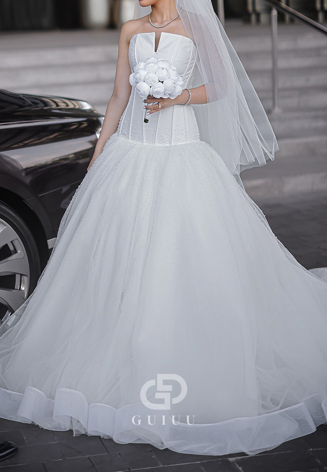 Charming A-Line Sleeveless Strapless Mermaid Wedding Dress