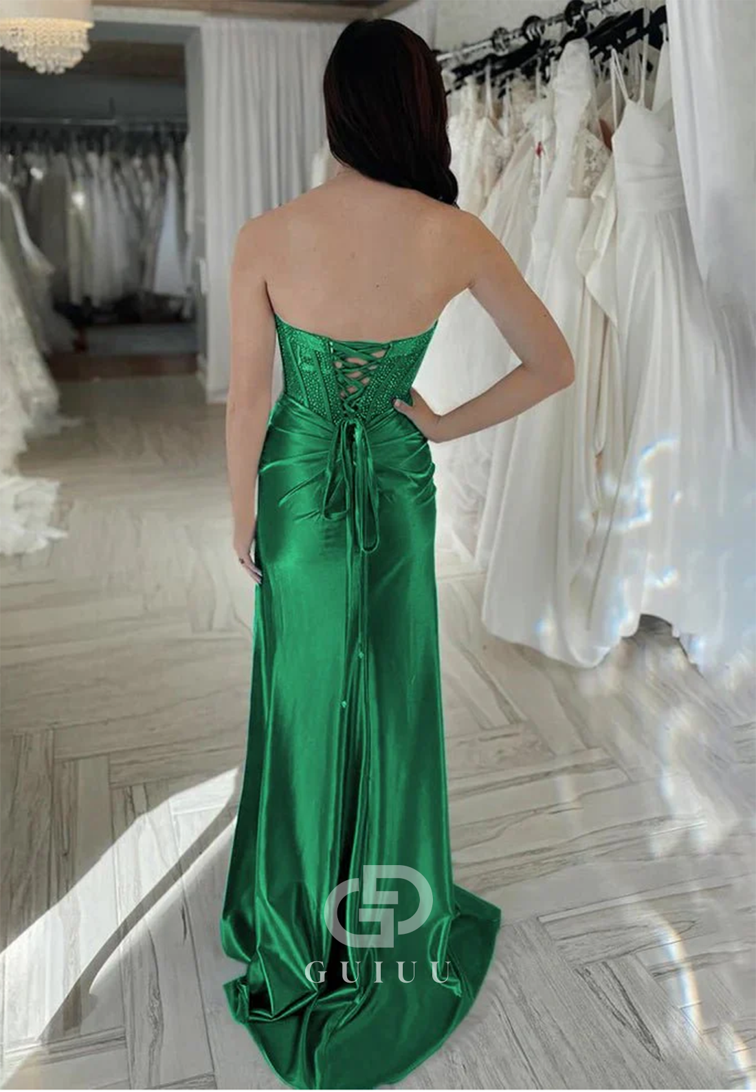 Simple Beaded Sweetheart  Mermaid Long Prom Dress