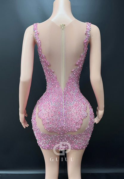 Charming Spaghetti Straps V-Neck Backless Homecoming Dress