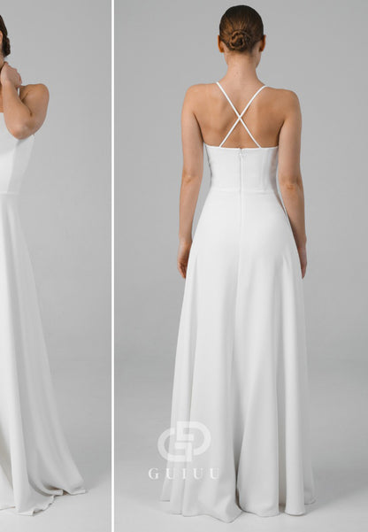 Simple Long Sleeves Square Empire-Waist Wedding Dress