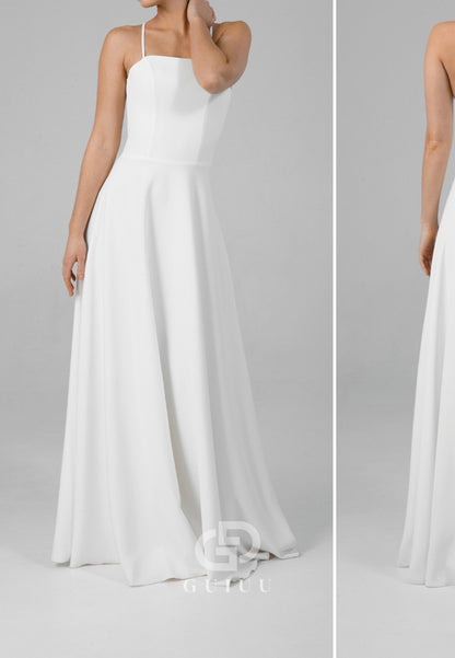 Simple Long Sleeves Square Empire-Waist Wedding Dress