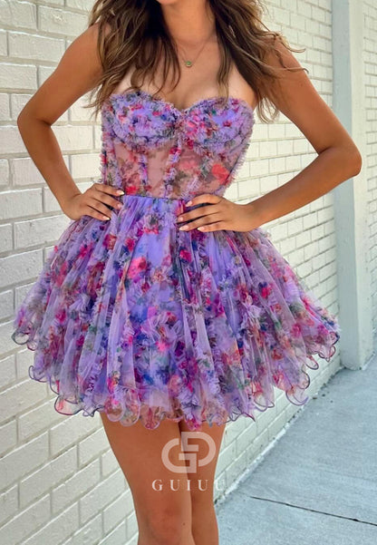 Charming A-Line Sweetheart Sleeveless Short Homecoming Dress