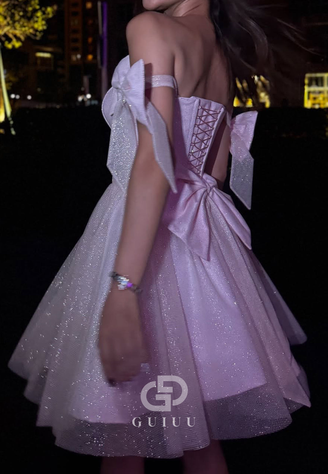 Blushing Pink Sleeveless Strapless Bowknot Short Homecoming Dress