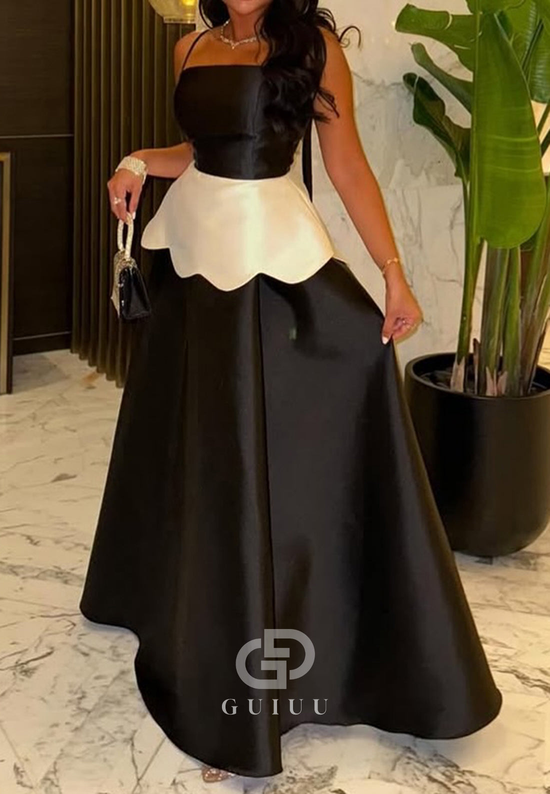 Black A-Line Strapless Sleeveless Corset Satin Prom Dress