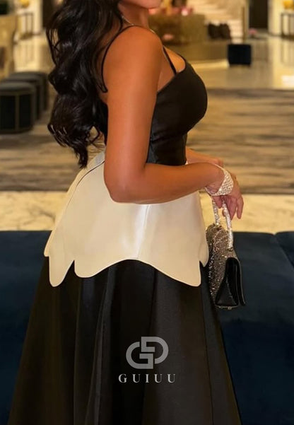 Black A-Line Strapless Sleeveless Corset Satin Prom Dress