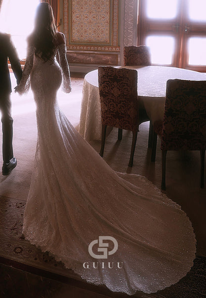 Charming Long Sleeves Sweetheart Mermaid Wedding Dress