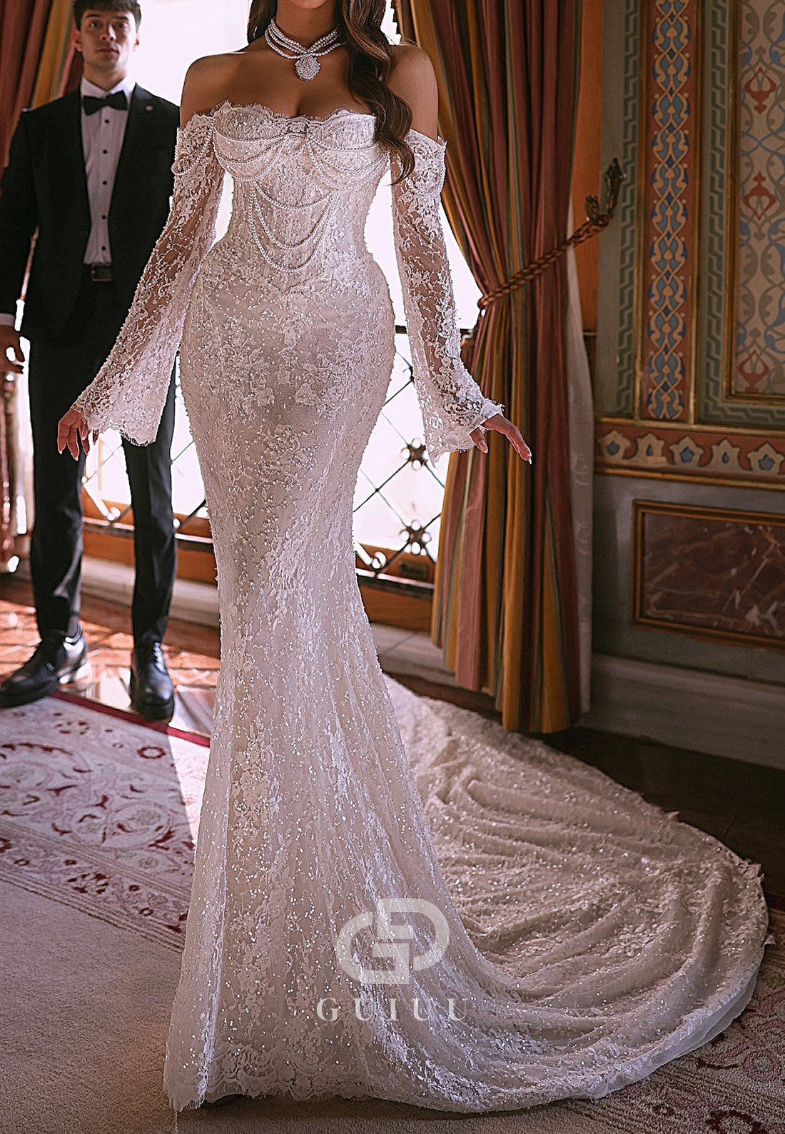 Charming Long Sleeves Sweetheart Mermaid Wedding Dress