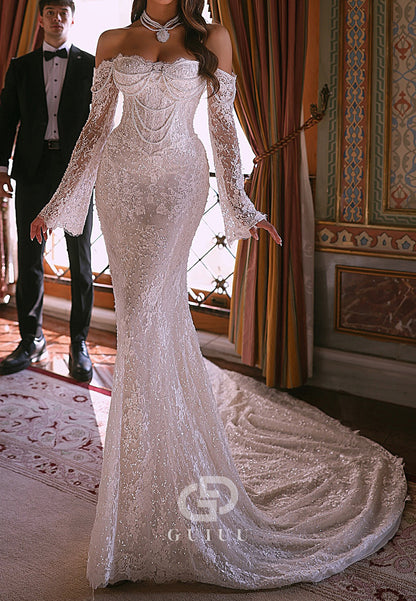 Charming Long Sleeves Sweetheart Mermaid Wedding Dress