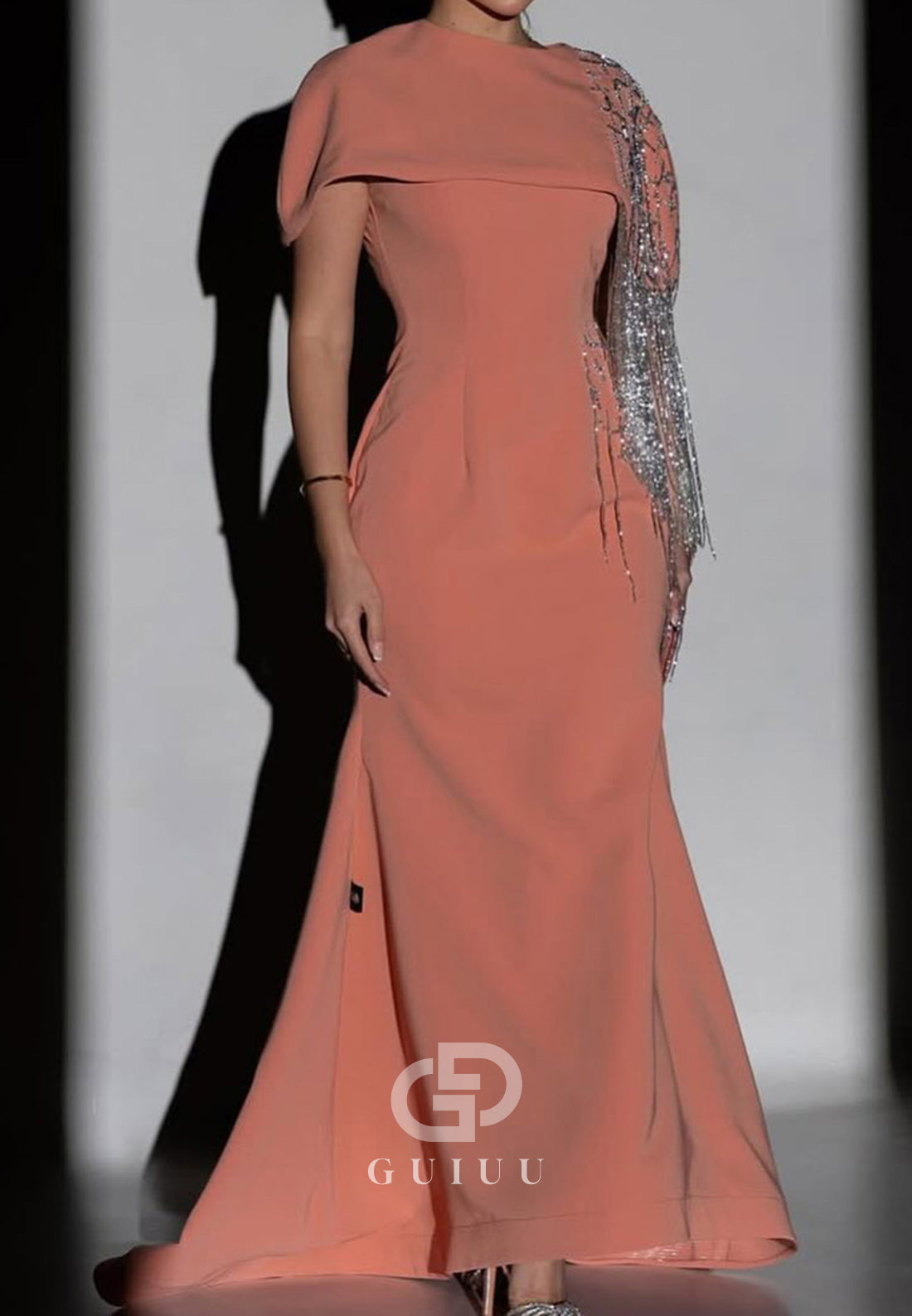 Mai Tai Cap Sleeves Scoop Sequins Evening Dress