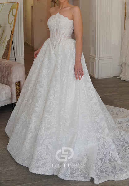 Charming Sleeveless Strapless Corset Tulle Wedding Dress