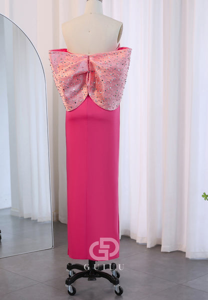 Candy Pink Sleeveless Strapless Empire-Waist Prom Dress