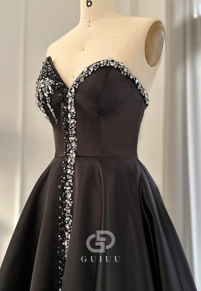 A-Line Strapless Sleeveless Empire-Waist Evening Dress