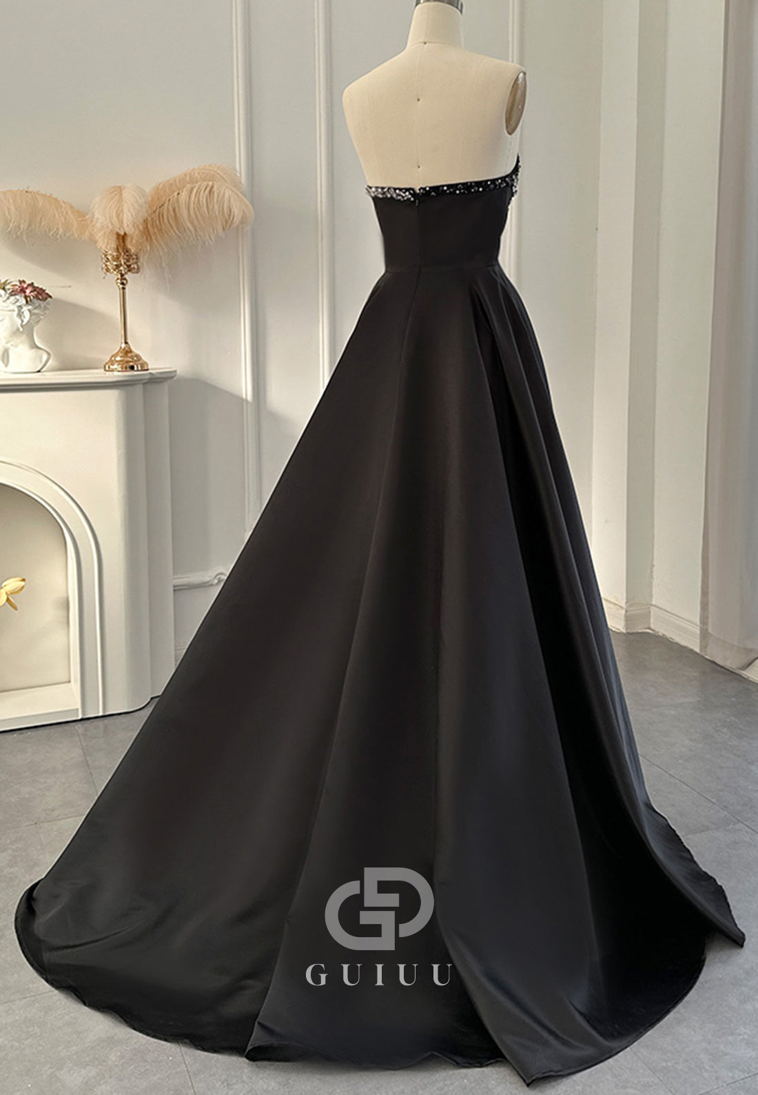 A-Line Strapless Sleeveless Empire-Waist Evening Dress